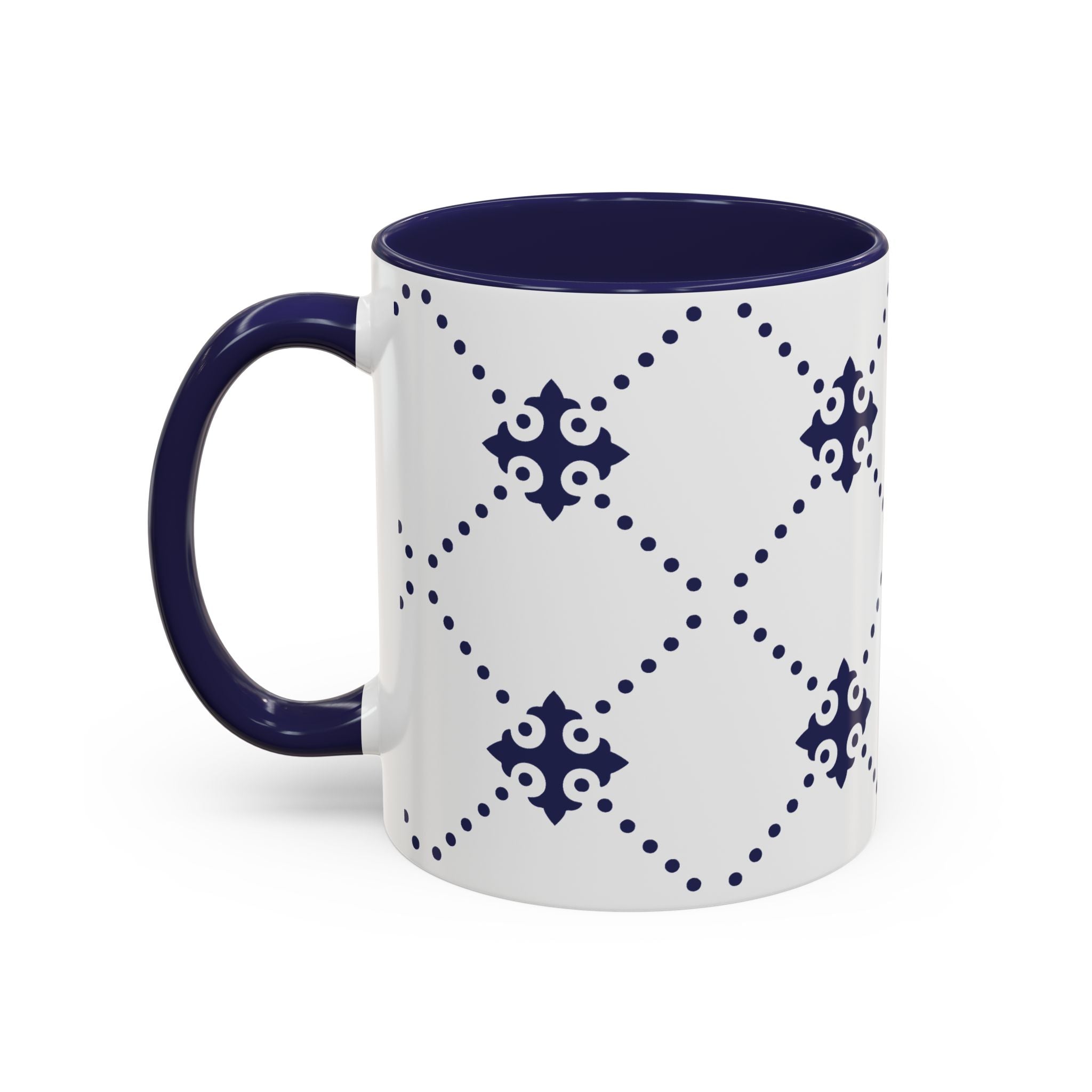 Keramikbecher – Azulejo-Motiv "Gepunktetes Kreuzmuster"