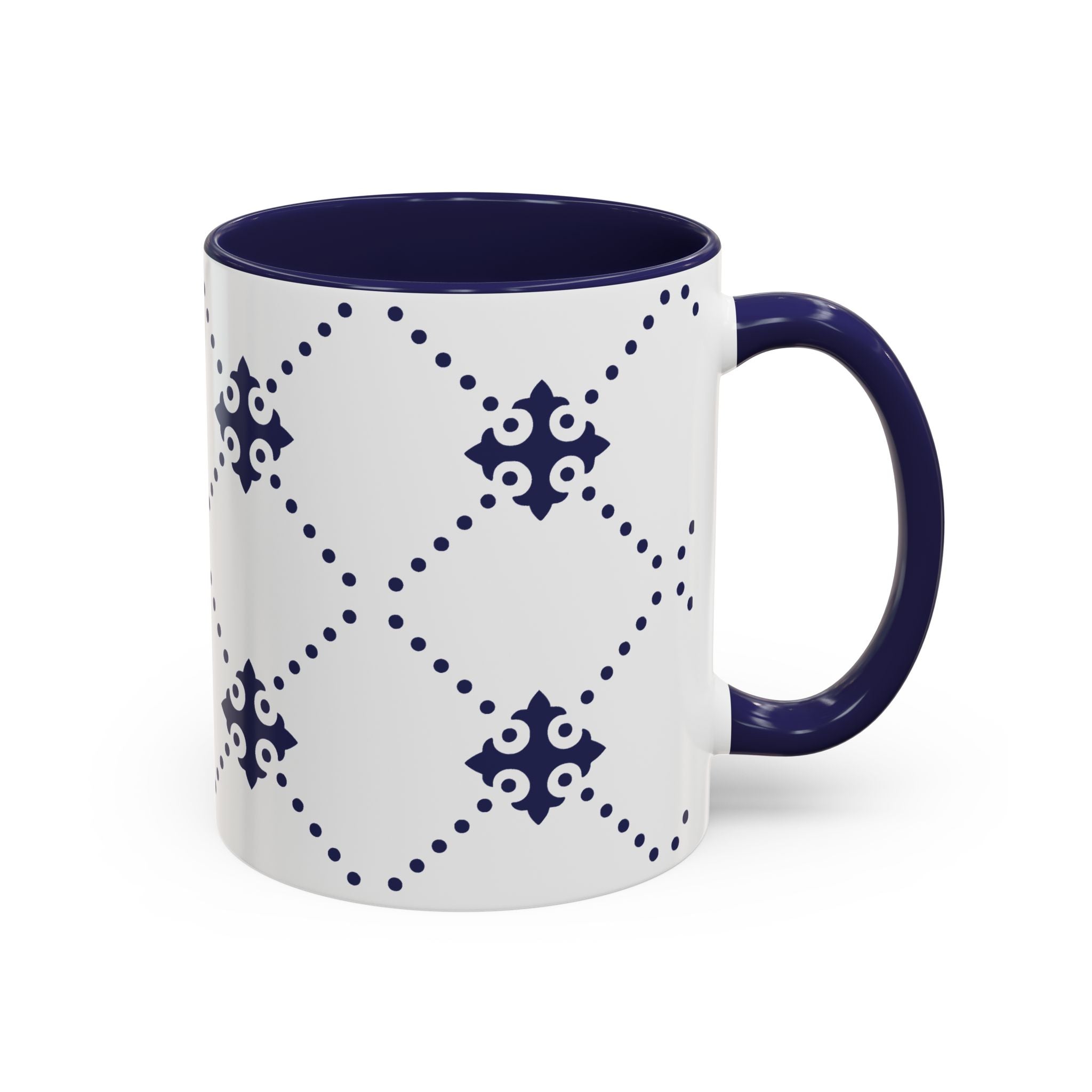 Keramikbecher – Azulejo-Motiv "Gepunktetes Kreuzmuster"