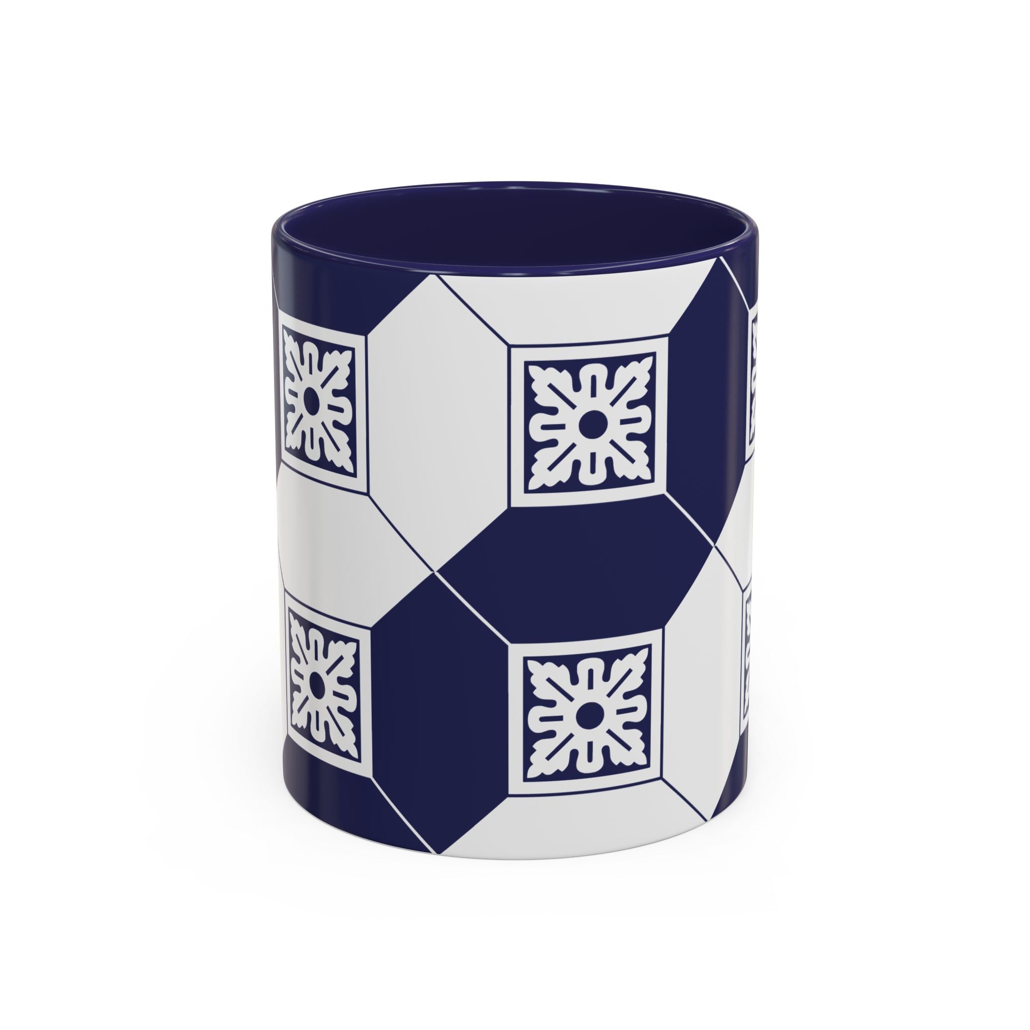 Keramikbecher – Azulejo-Motiv "Blüte im Quadrat"