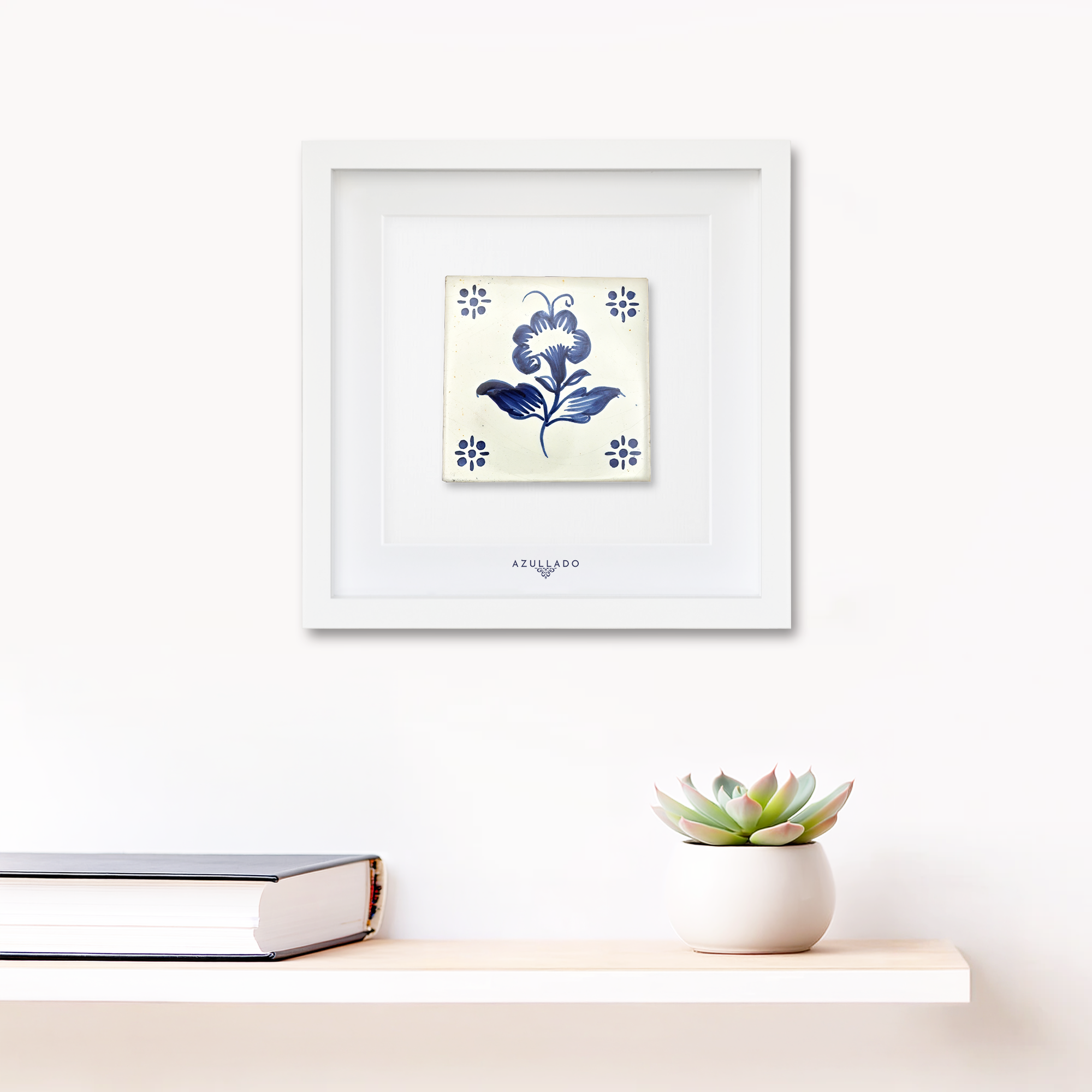 Azulejo-Wandbild “Blume im Delft-Stil”