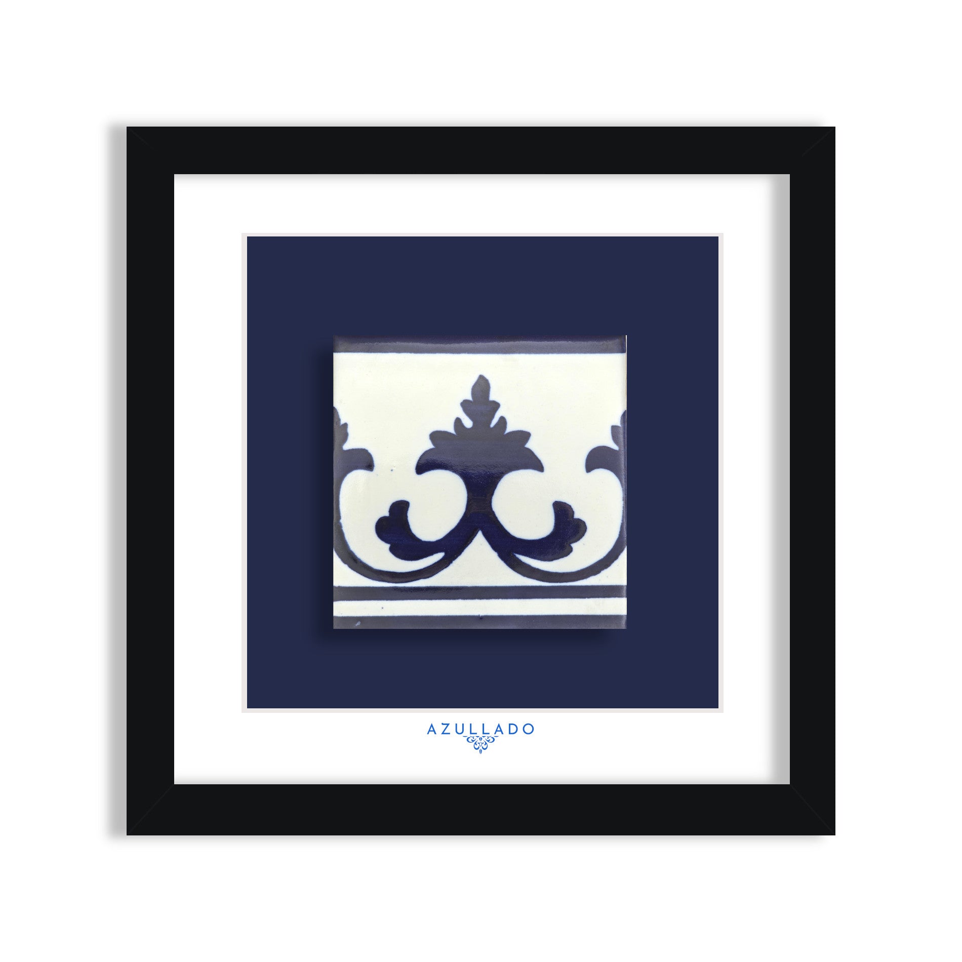 Azulejo Mural “Acanthus Crown” – Framed Portuguese Tile 30×30 cm
