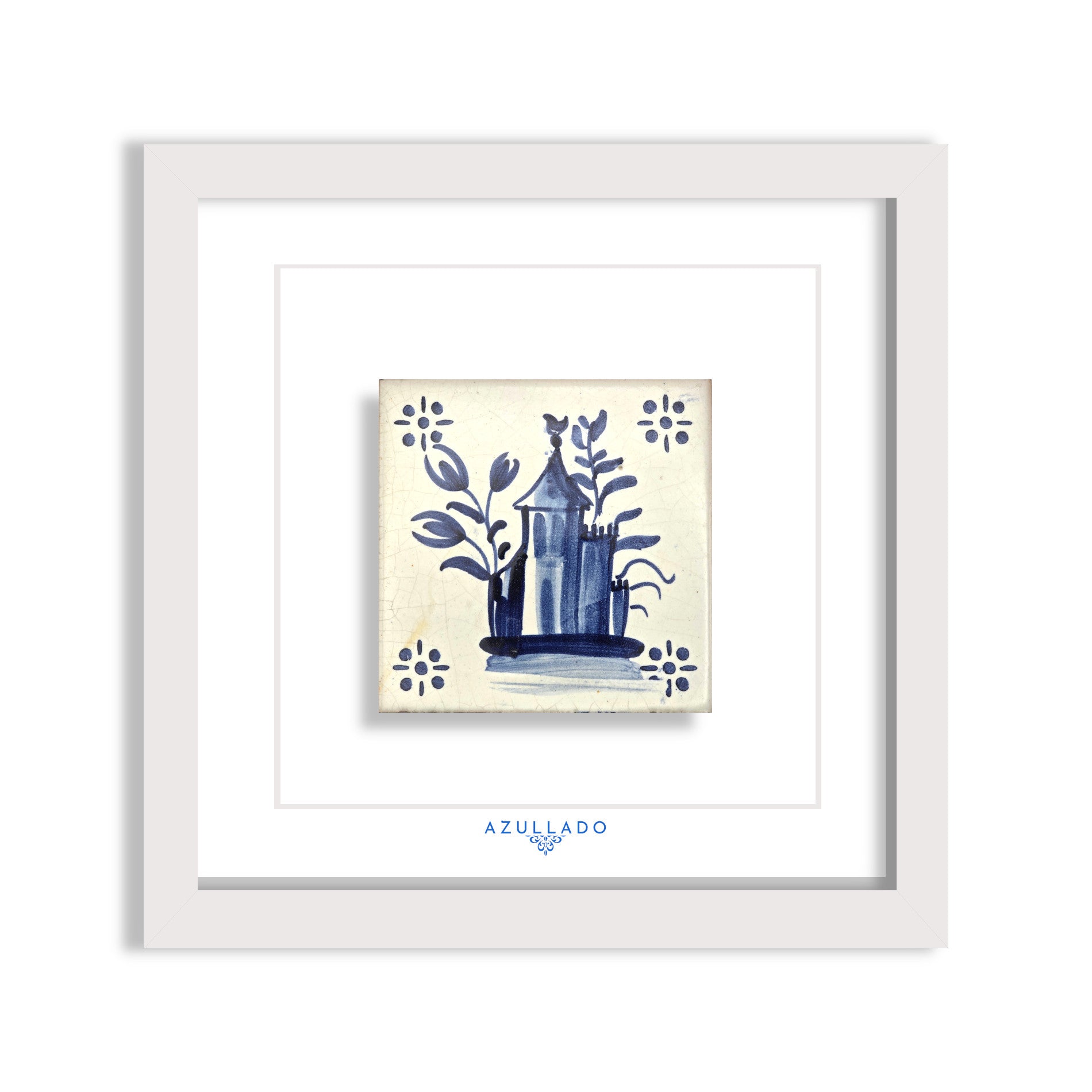 Azulejo Mural “Castle and Rooster” – Framed Portuguese Tile 30×30 cm