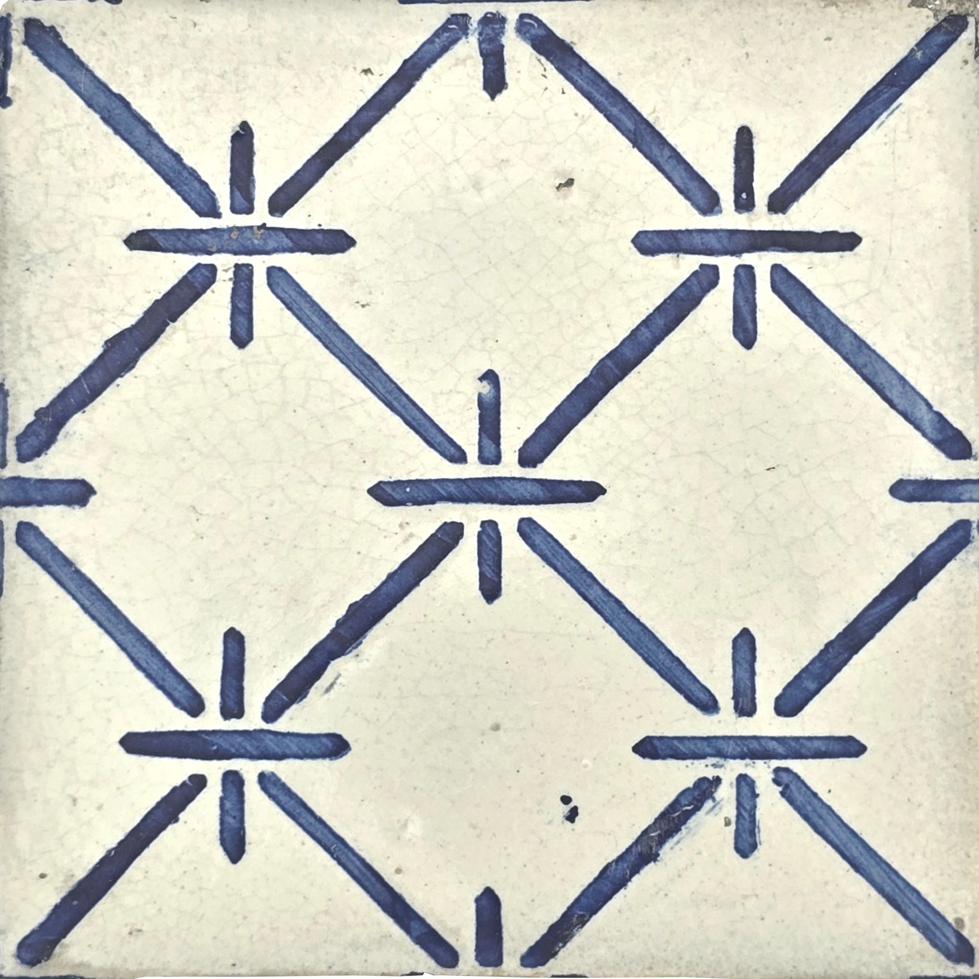 Azulejo Wandbild “Diamantgitter” – Gerahmte Portugiesische Fliese 30×30 cm