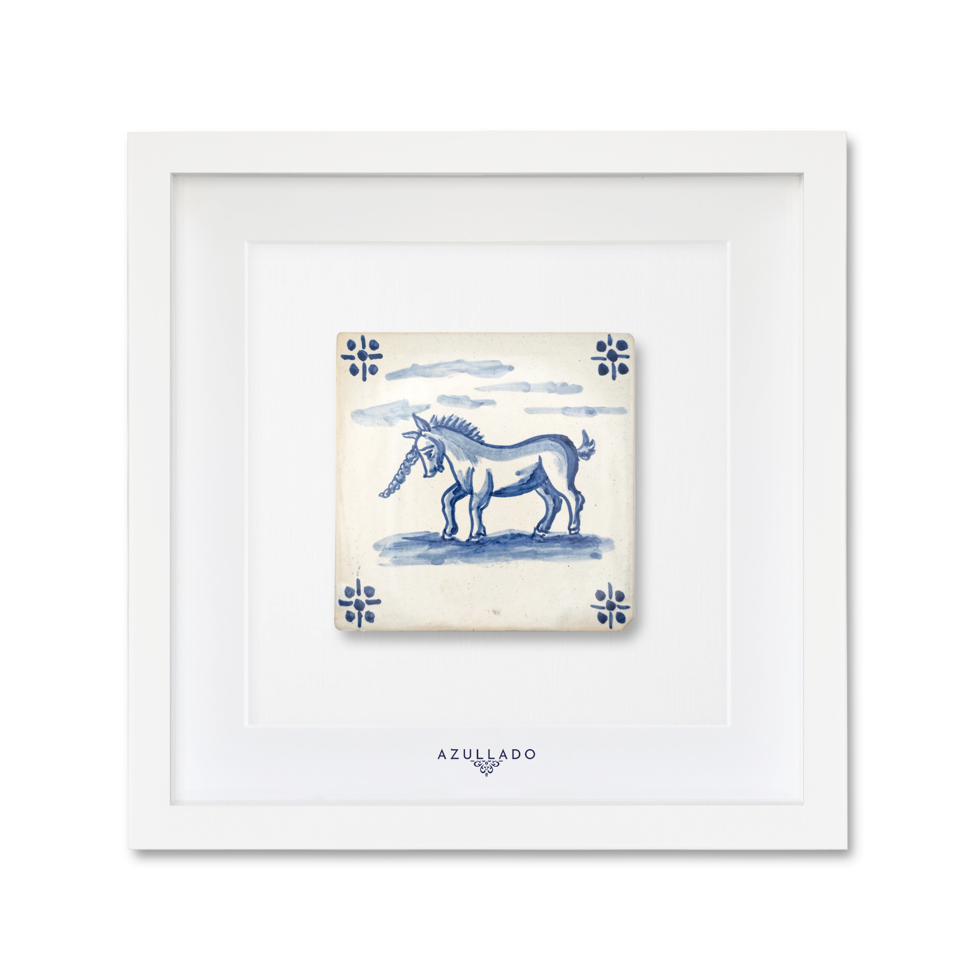 Azulejo-Wandbild “Einhorn unter Wolken”
