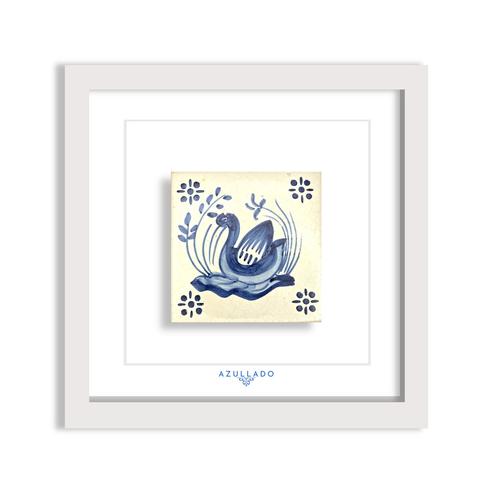 Azulejo Mural “Bird on the Water” – Framed Portuguese Tile 30×30 cm