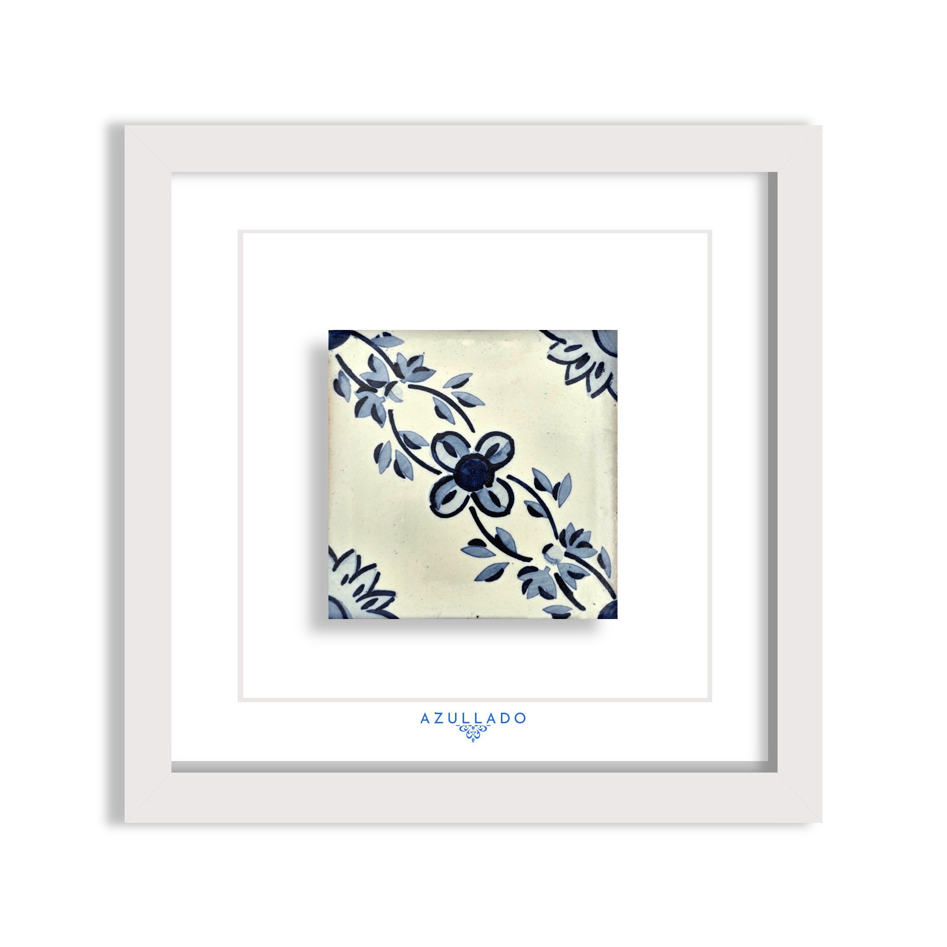 Azulejo Mural “Floral Vine Pattern” – Framed Portuguese Tile 30×30 cm