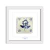 Azulejo Mural “Flower in Delft Style” – Framed Portuguese Tile 30×30 cm