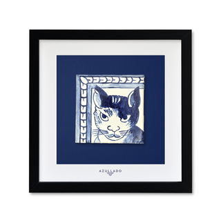 Azulejo-Wandbild “Grimmige Katze"