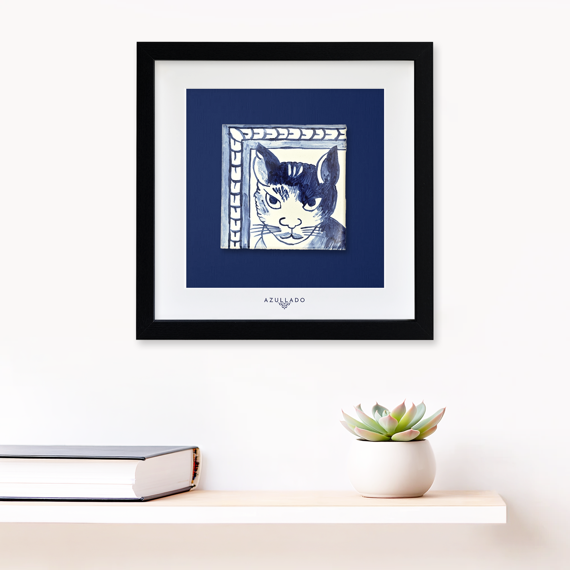 Azulejo-Wandbild “Grimmige Katze"