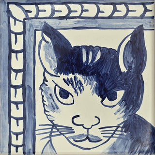 Azulejo-Wandbild “Grimmige Katze"