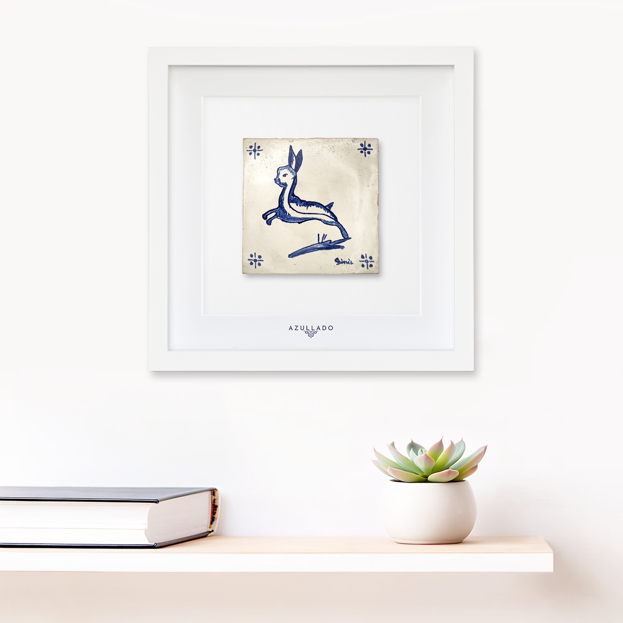 Azulejo-Wandbild “Hase im Sprung"
