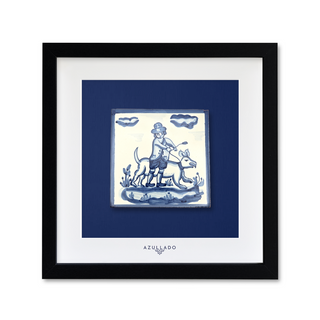 Azulejo-Wandbild “Jäger mit Hund"