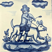 Tableau mural en azulejo « Chasseur et chien »
