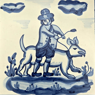 Azulejo-Wandbild “Jäger mit Hund"