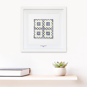 Tableau mural en azulejo « Grille florale »