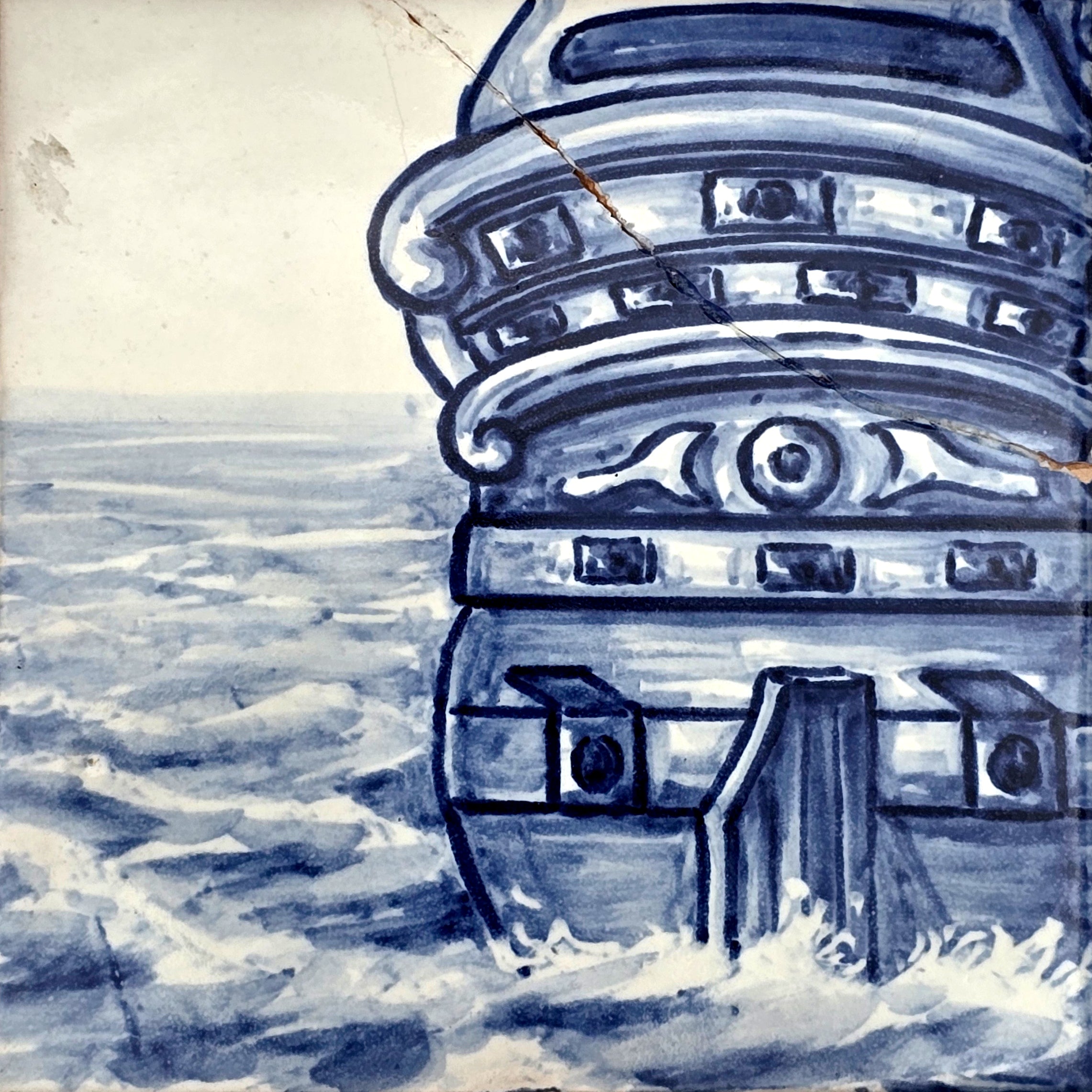 Azulejo-Wandbild “Schiff auf bewegter See"