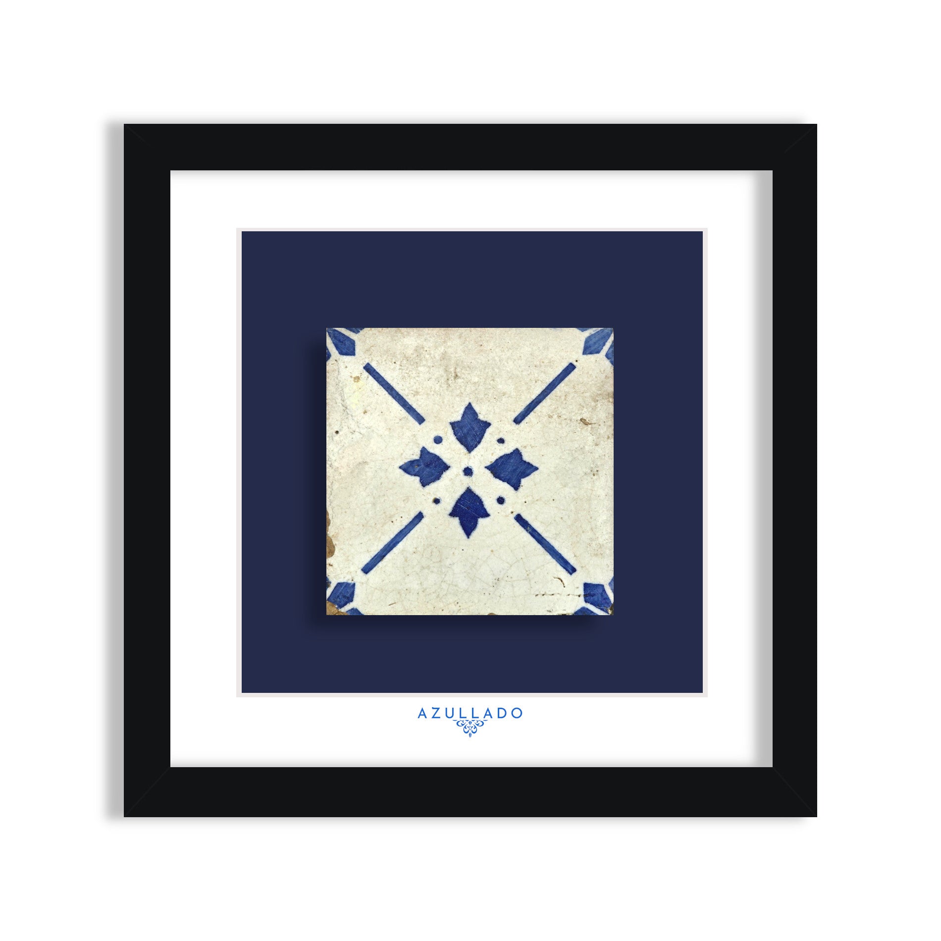 Azulejo Mural “Flowers in the Center” – Framed Portuguese Tile 30×30 cm