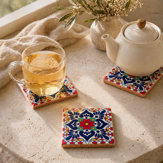 Talavera-Untersetzer „Flor de Mesa“