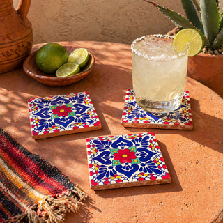 Talavera-Untersetzer „Flor de Mesa“