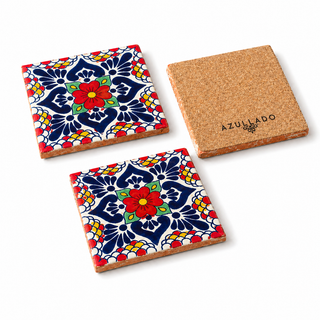 Talavera-Untersetzer „Flor de Mesa“