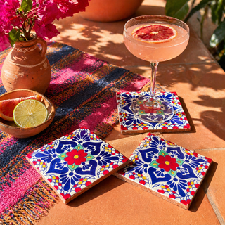 Talavera-Untersetzer „Flor de Mesa“