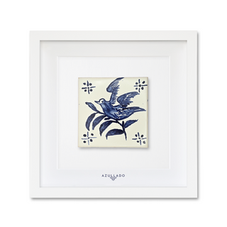 Azulejo-Wandbild “Vogel auf Zweig"