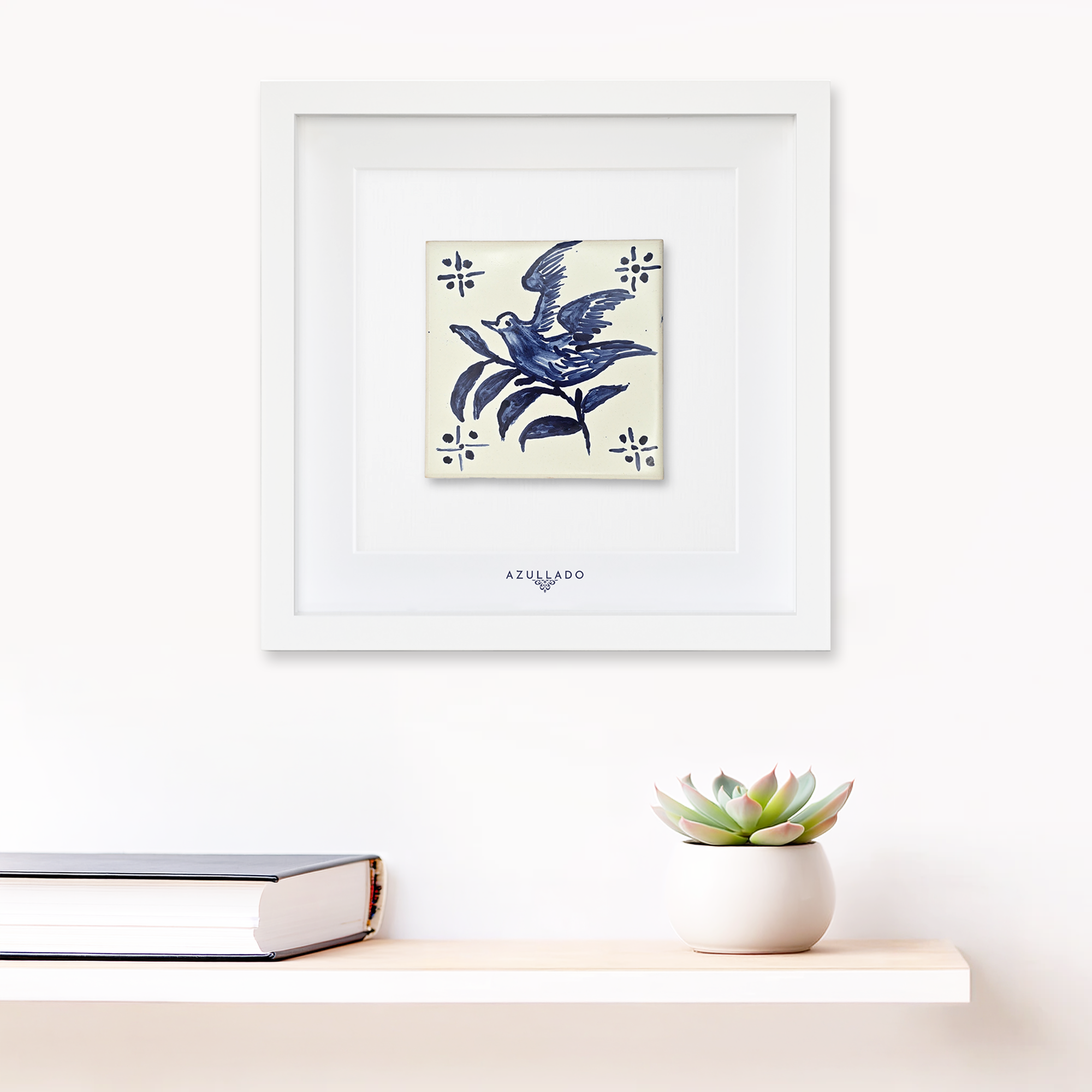 Azulejo-Wandbild “Vogel auf Zweig"