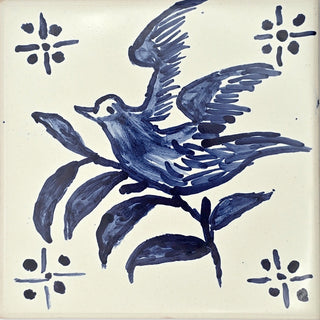 Azulejo-Wandbild “Vogel auf Zweig"
