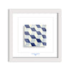 Azulejo Mural “3D Cube Illusion in Blue” – Framed Portuguese Tile 30×30 cm